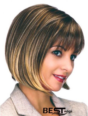 Capless Chin Length Straight Brown Flexibility Bob Wigs