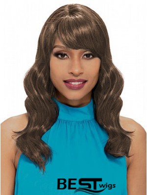 Shoulder Length Brown Wavy With Bangs New African American Wigs