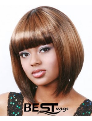 Chin Length Bobs Auburn Synthetic Straight Wigs For Black Woman