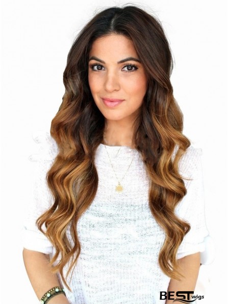 Long Ombre/2 Tone Wavy Without Bangs Beautiful African American Wigs