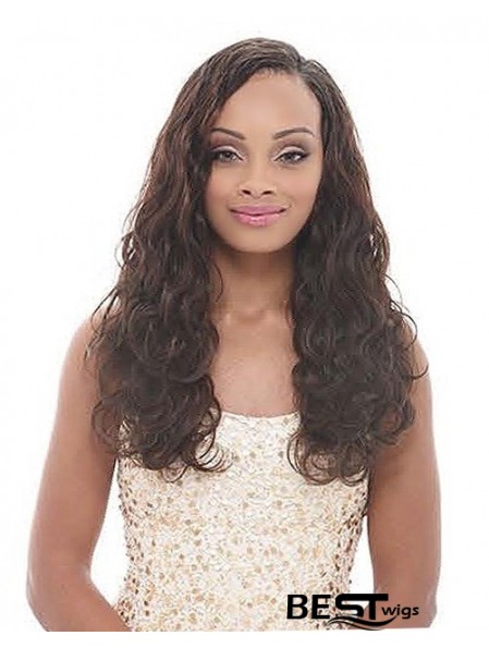 Long Brown Wavy Without Bangs Online African American Wigs