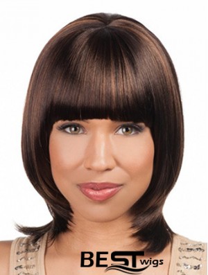 Sleek Chin Length Yaki 16 inch Synthetic Glueless Lace Front Wigs