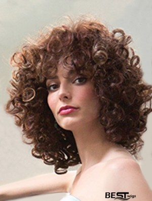 Ladies Synthetic Wigs Shoulder Length Curly Style Layered Cut
