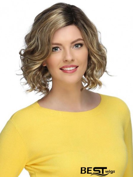 Blonde Stylish Curly Chin Length Synthetic Bob Wigs