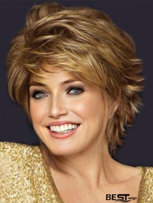 Capless Brown 6 inch Cropped With Bangs Synthetic Wigs
