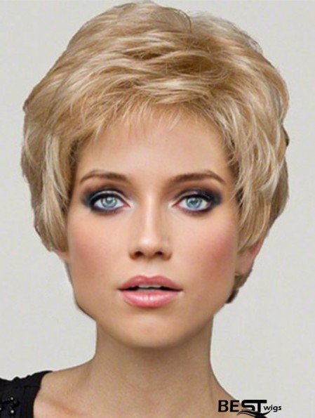 Synthetic Lace Front Wigs Blonde Color Cropped Length Boycuts