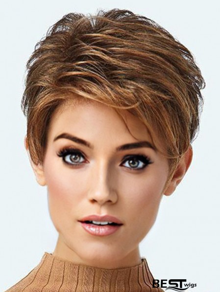 Cropped Exquisite Brown Synthetic Boycuts Lace Front Wigs