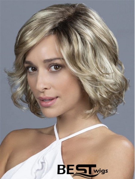 10 inch Chin Length Soft Blonde Wavy Bob Wigs