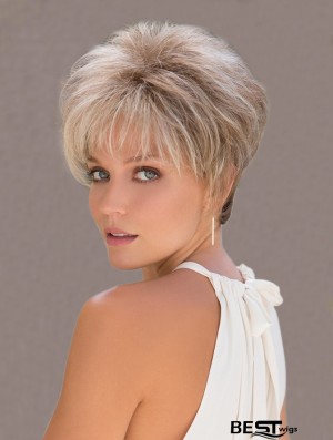 Cropped Platinum Blonde Capless Synthtic Wigs Has A Great Short Wig