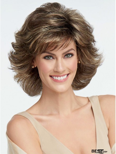 Capless Brown 6 inch Chin Length Layered Synthetic Wigs