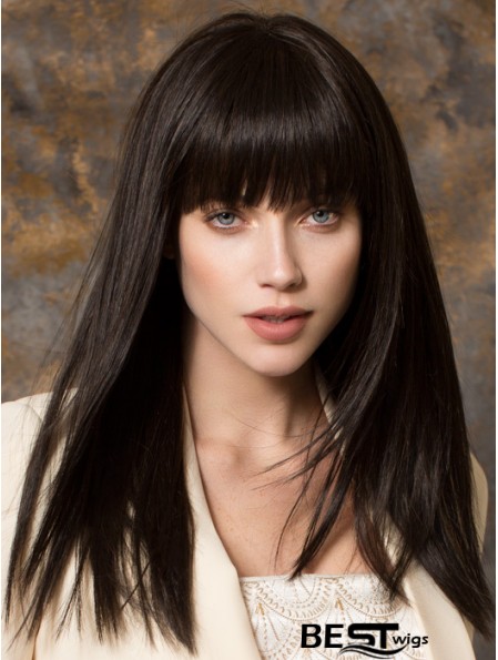 Best Synthetic Wigs With Bangs Monofilament Straight Style Black Color