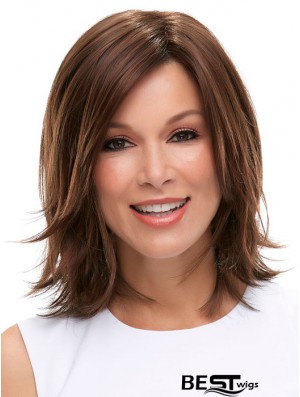 Brown Shoulder Length Straight Layered 12 inch Ideal Medium Wigs