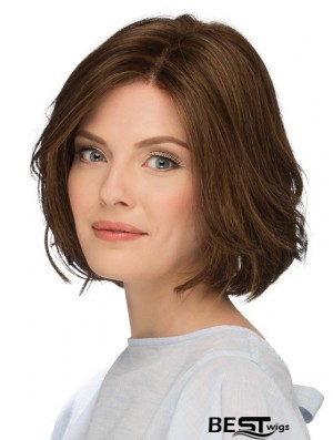 10 inch Chin Length Natural Brown Wavy Bob Wigs