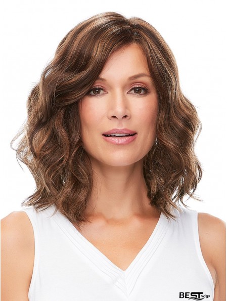 Monofilament Brown 14 inch Shoulder Length Layered Heat Safe Wigs