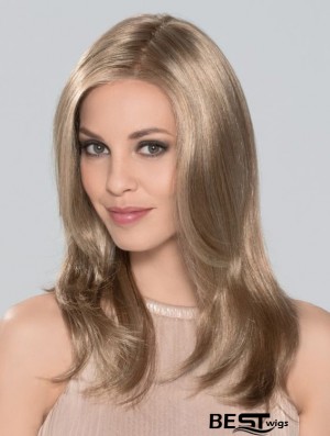 Without Bangs Monofilament 16 inch Straight Blonde Long Wigs