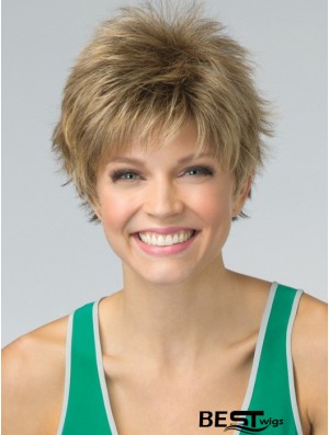 Short Pixie Cut Synthetic Wig Blonde Color Cropped Length Boycuts