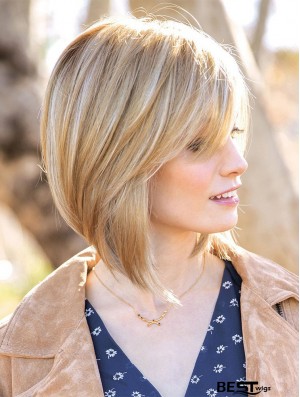 12 inch Chin Length Blonde Straight Affordable Bob Wigs