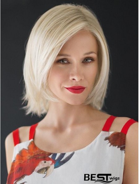 Monofilament White 12 inch Chin Length Layered Heat Resistant Wig