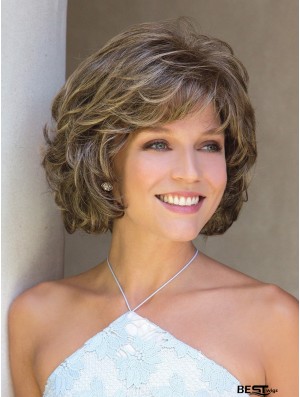 With Bangs Brown Curly 10 inch Chin Length Synthetic Wigs
