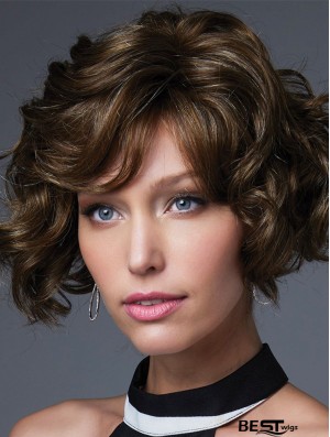 Brown 10 inch With Bangs Chin Length Incredible Monofilament Wigs
