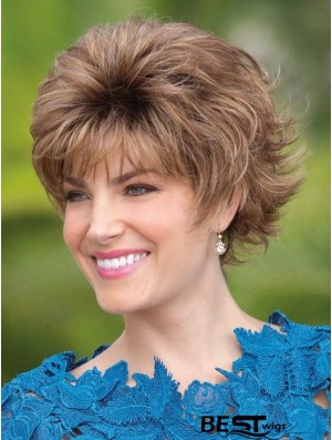 Layered Brown Wavy 5inch Short Synthetic Wigs For Women