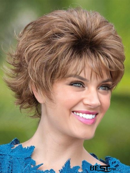 Layered Brown Wavy 5inch Short Synthetic Wigs For Women