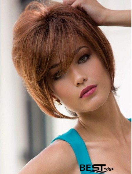 With Bangs Auburn Straight 9 inch Short Synthetic Wigs