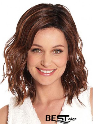 Auburn 14 inch Without Bangs Shoulder Length Top Monofilament Wigs