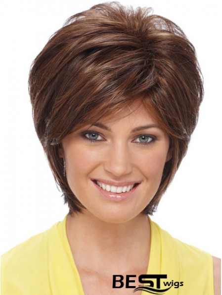 Sleek Synthetic Wigs Auburn Color Short Length Layered Style