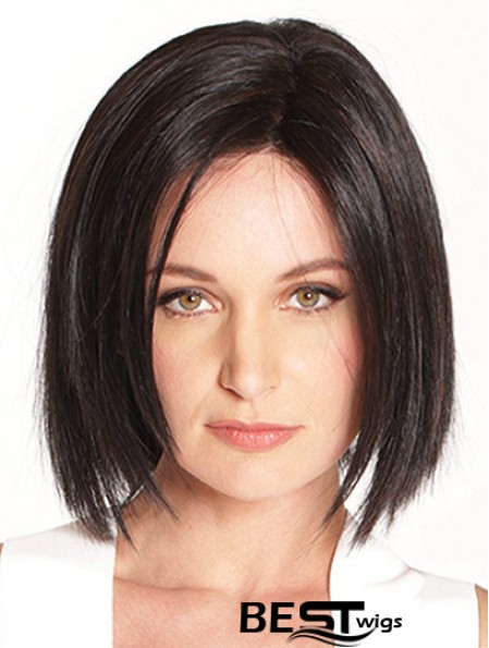 10 inch Chin Length Black Straight Soft Bob Wigs