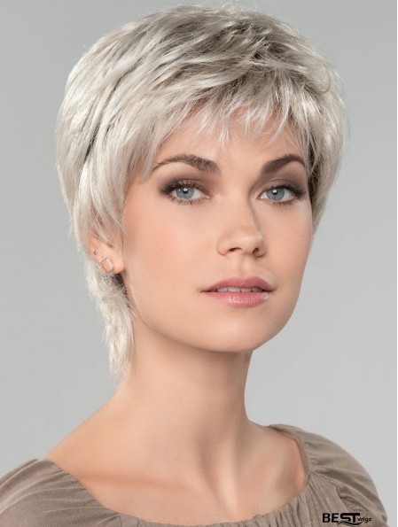 Straight Short 8 inch Capless Affordable Grey Wigs