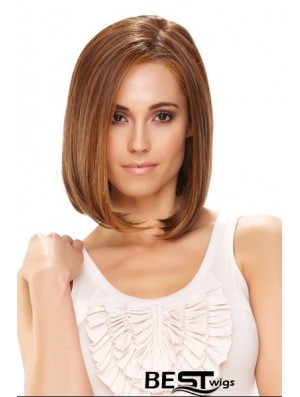 Synthetic Front Lace Wigs Chin Length Monofilament Straight Style Brown Color