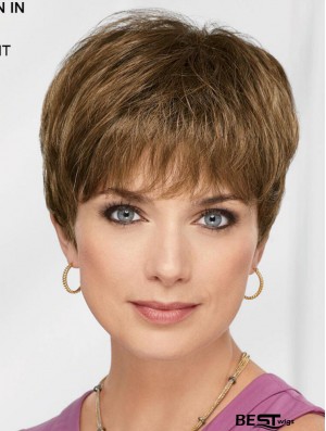 Brown 8 inch Boycuts Flexibility Capless Synthetic Wigs