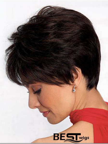 Convenient 4 inch Straight Black Boycuts Short Wigs