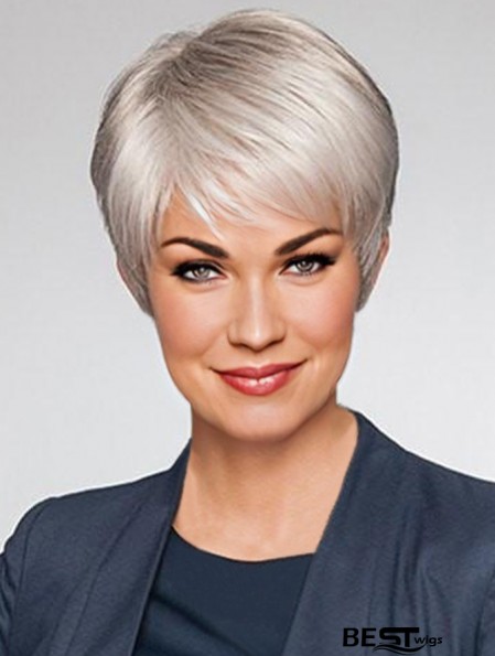 Capless 8 inch Straight Platinum Blonde Boycuts Wigs For Sale