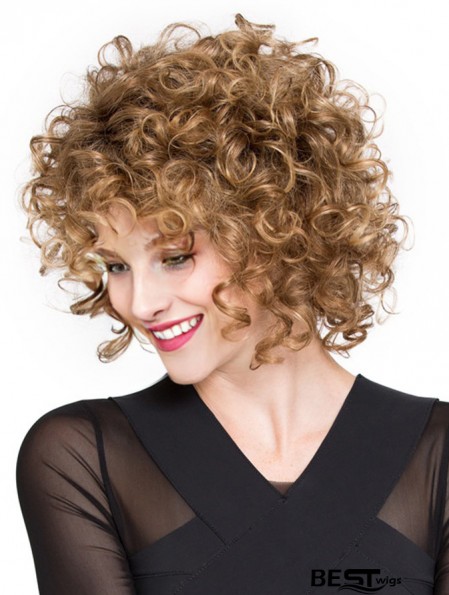 Wigs Lace Front Synthetic Chin Length Curly Style With Bangs