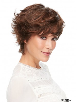 100% Hand-tied Auburn 6 inch Short Layered High Quality Classic Wigs