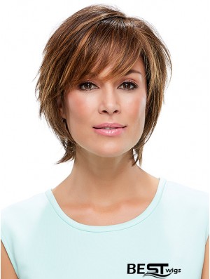 Layered Synthetic Brown 10 inch Straight Synthetic Lace Front