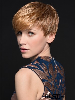 Gorgeous 4 inch Straight Blonde Boycuts Short Wigs