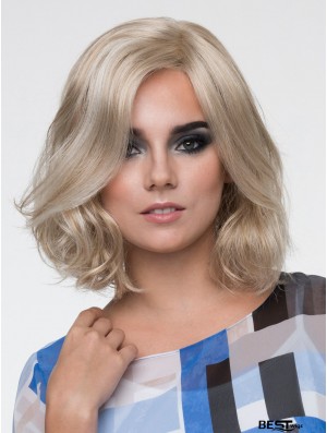 Monofilament 12 inch Wavy Platinum Blonde Without Bangs Synthetic Hair