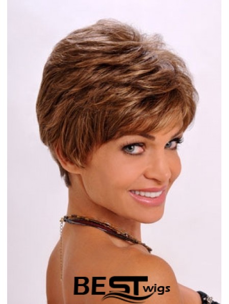 Synthetic Hair Wavy Style Auburn Color Cropped Length