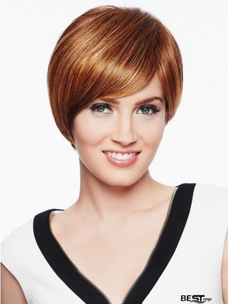 With Bangs Copper Straight 6 inch Wefted Wigs