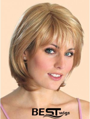 Cheap Synthetic Lace Front Wigs Straight Style Blonde Color Chin Length