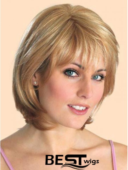 Cheap Synthetic Lace Front Wigs Straight Style Blonde Color Chin Length