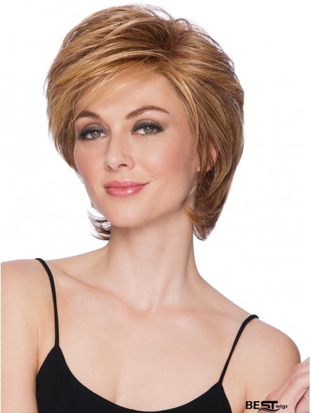Capless Blonde 8 inch Short Layered Synthetic Wigs