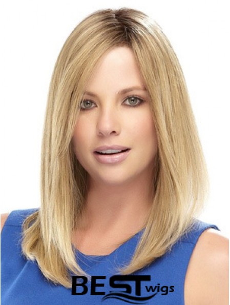 Straight Medium Length Synthetic Wig With Lace Front Shoulder Length