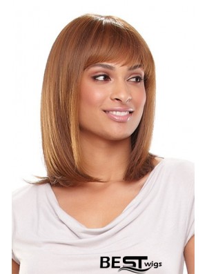 Auburn Shoulder Length Straight With Bangs 13 inch Fabulous Medium Wigs