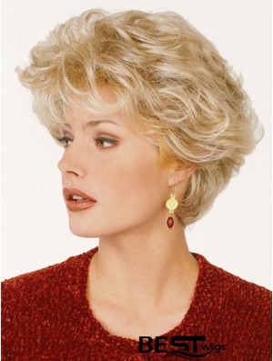 Blonde Color Short Length Classic Cut Synthetic Wigs For Old Women