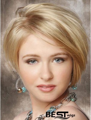 Synthetic Lace Front Wigs Cheap Chin Length Bobs Cut Blonde Color