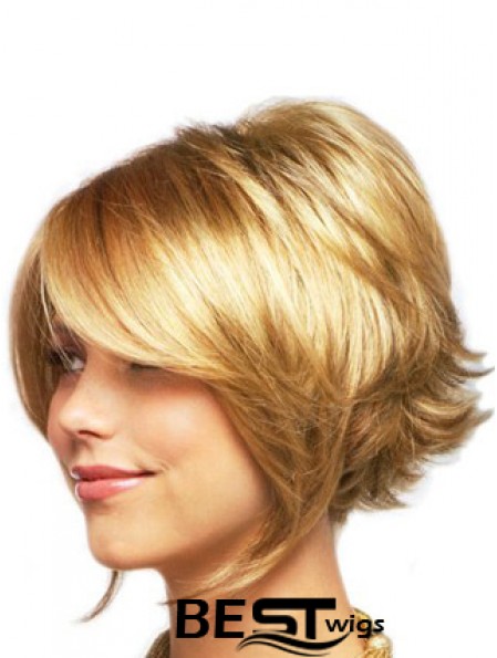 Sleek Blonde Chin Length Wavy Layered Lace Front Wigs